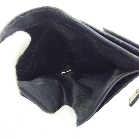 Salvatore Ferragamo W Hook Wallet Ganchini Leather Authentic USED